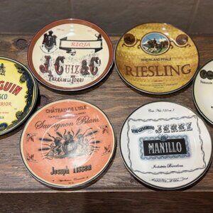 Vintage Set of 6 Bia European Wine Cordon Bleu Appetizer 6" Porcelain Plates